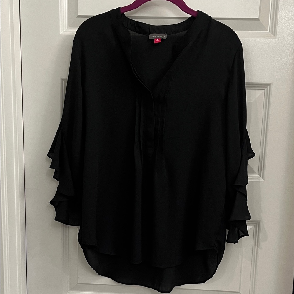 Vince Camuto Black Blouse with Layered Sleeves